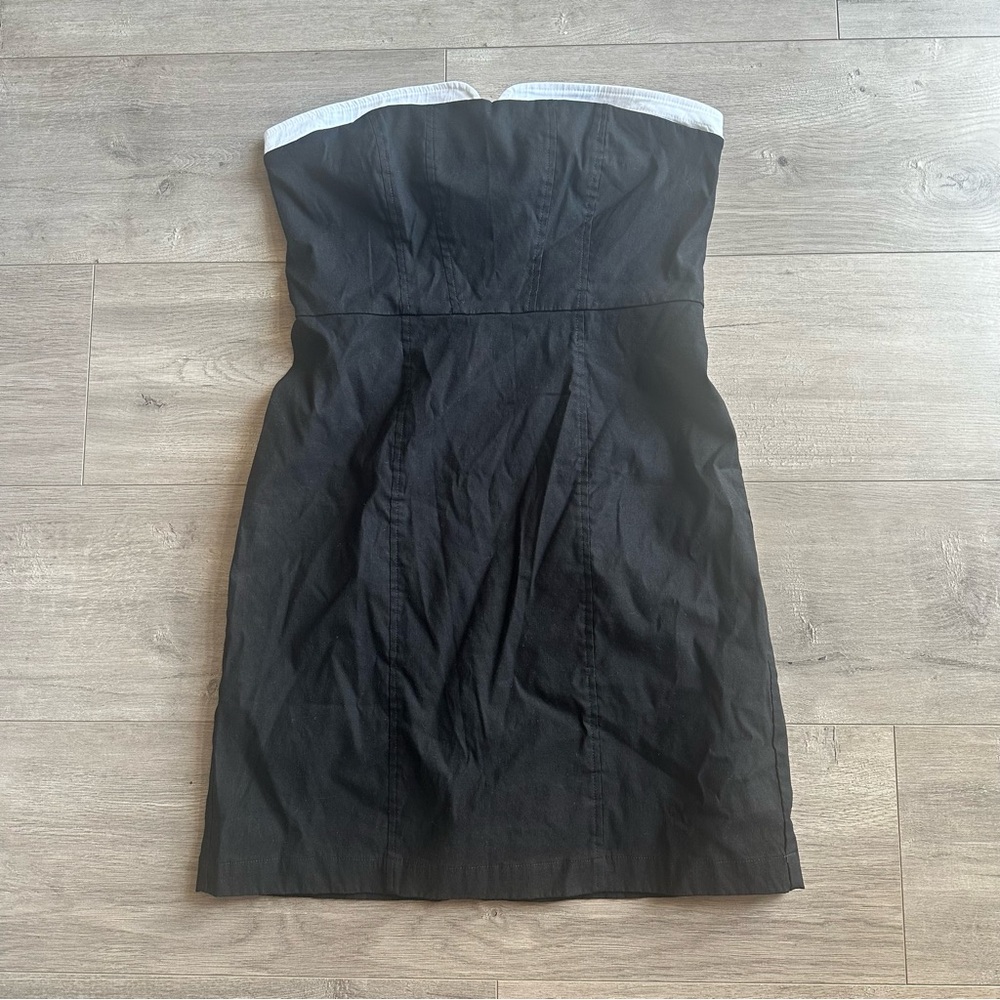 EUC Maeve Strapless Peekaboo mini dress - black and white - size small
